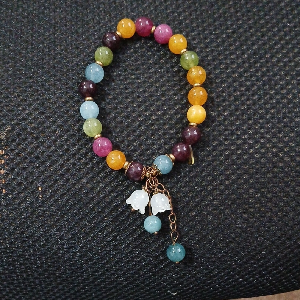 Multicolor Beaded Bracelet with Charms